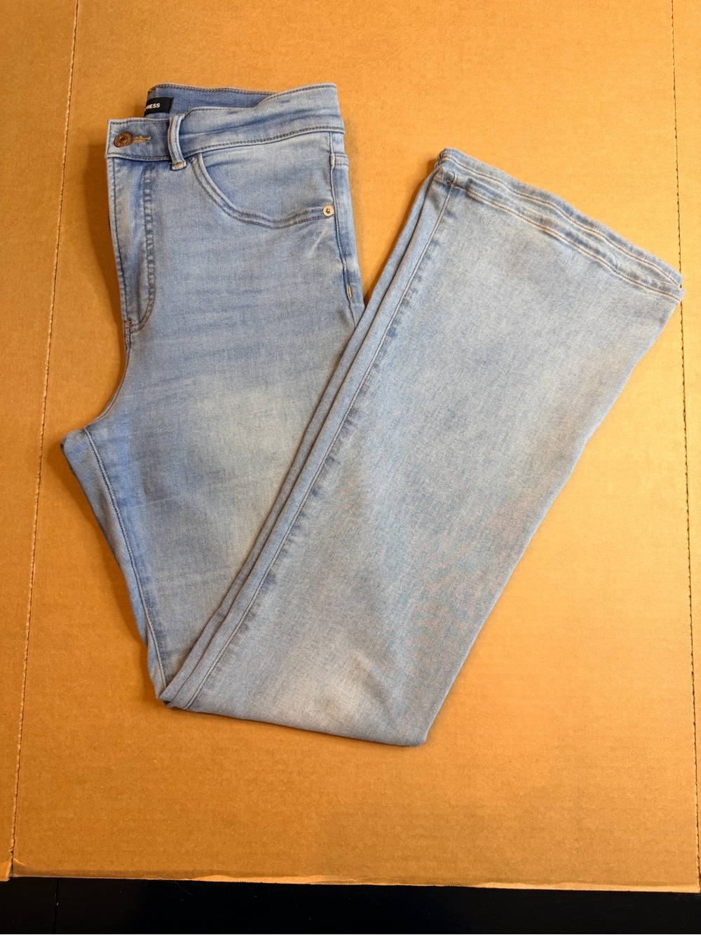 Express Pale Blue Flared Wide-Leg Jeans